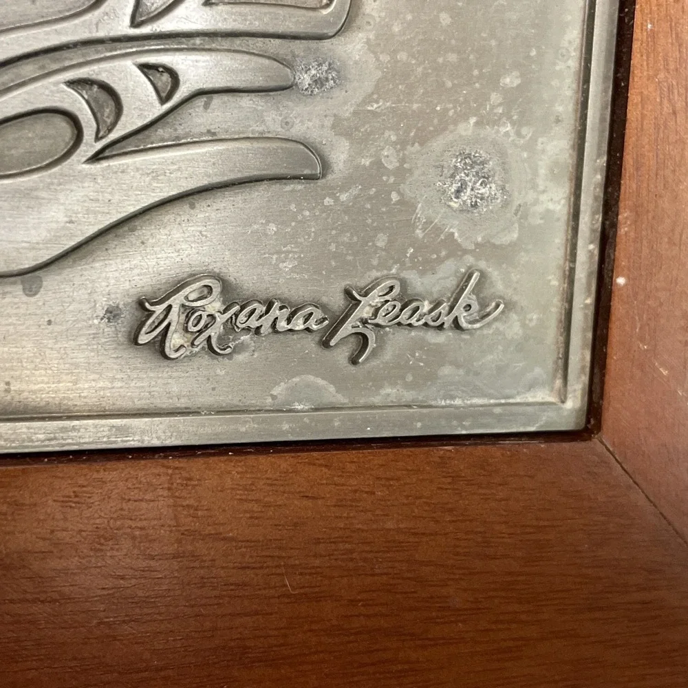 Wooden Keepsake Box Salmon Eagle‎ Pewter Art Artist Roxana Leask